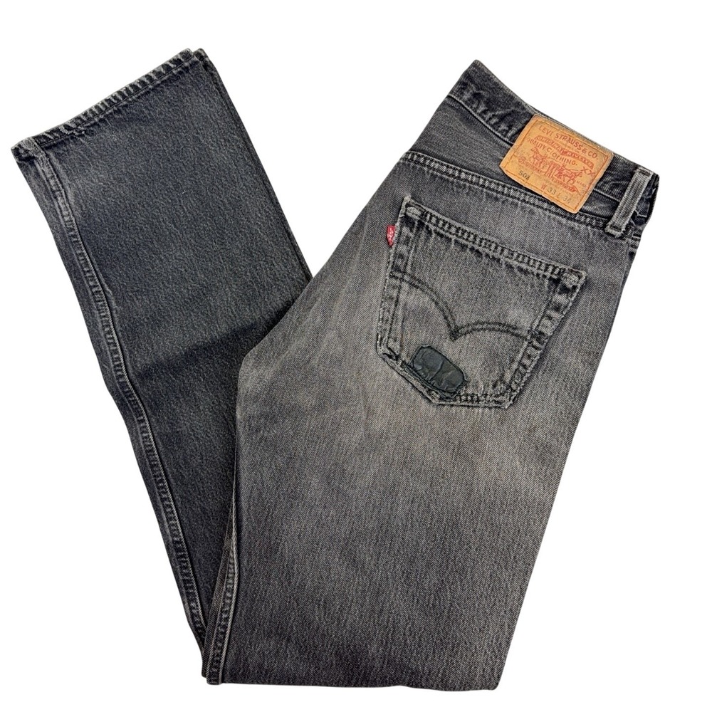 Vintage Levis 501 Mens Gray Stonewash Straight Distressed USA Made Jeans 30x33